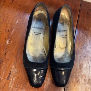 Bruno Magli Women's Black Suede and Leather Flats